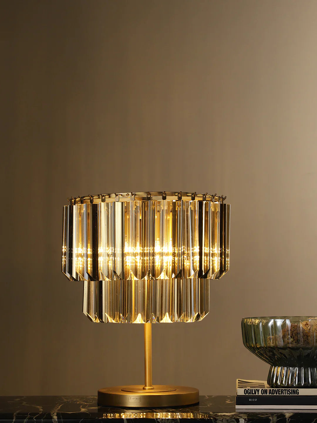 Ellin Gold Crystal Rods Table Lamp