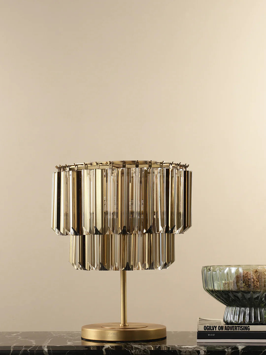 Ellin Gold Crystal Rods Table Lamp