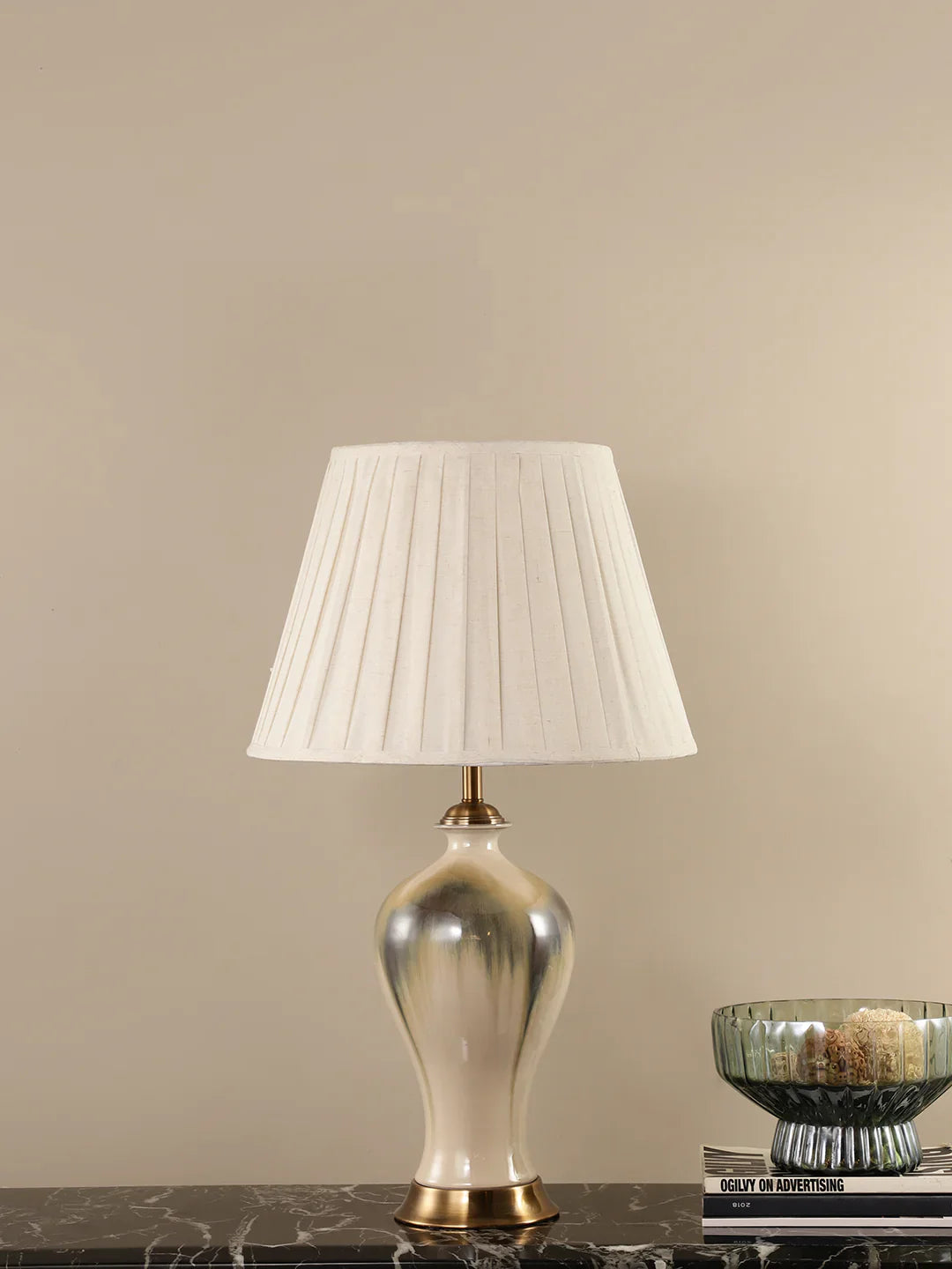 Cera S Gold White Table Lamp