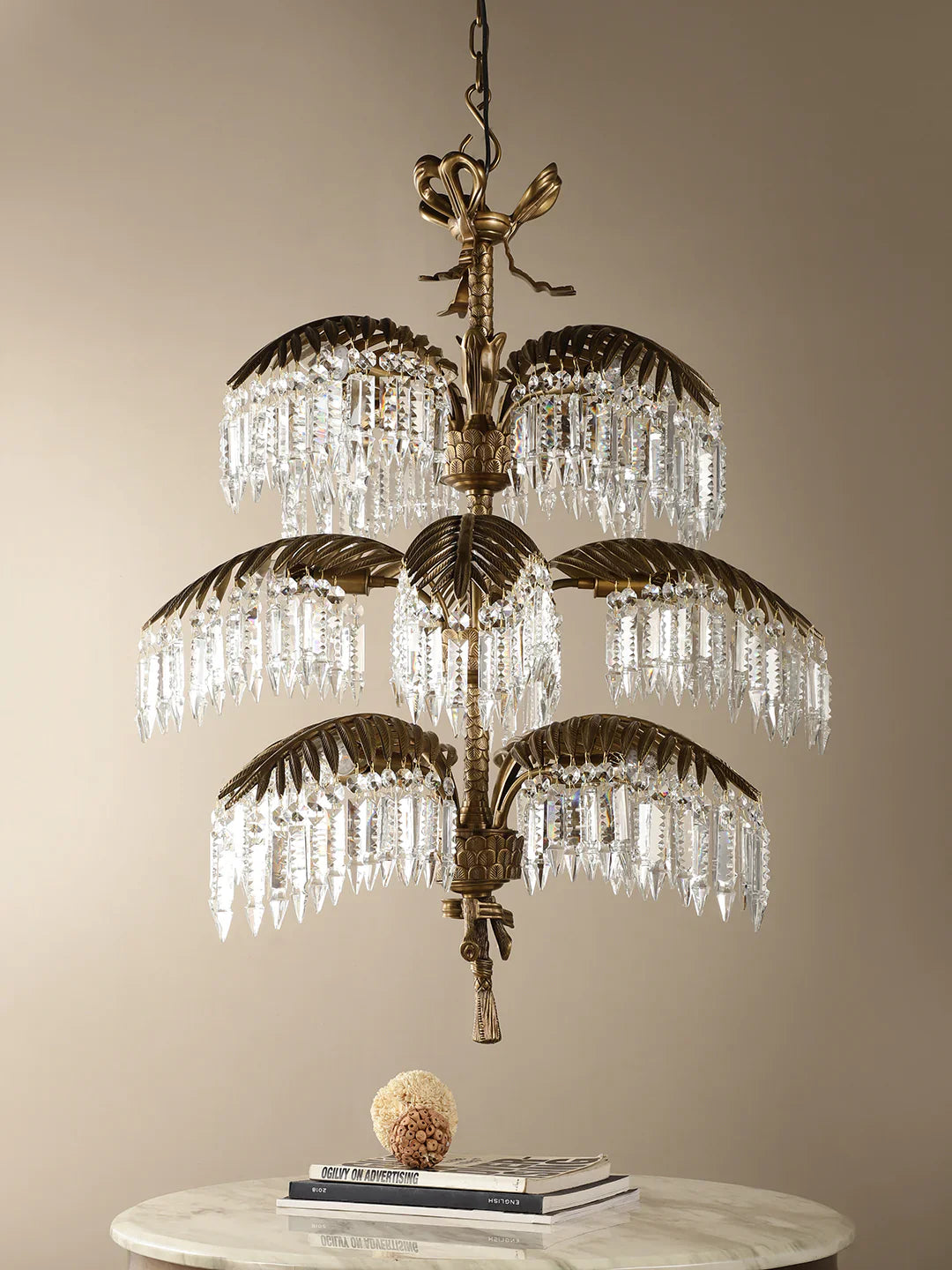 Connor Brass Leaves Crystal Chandelier