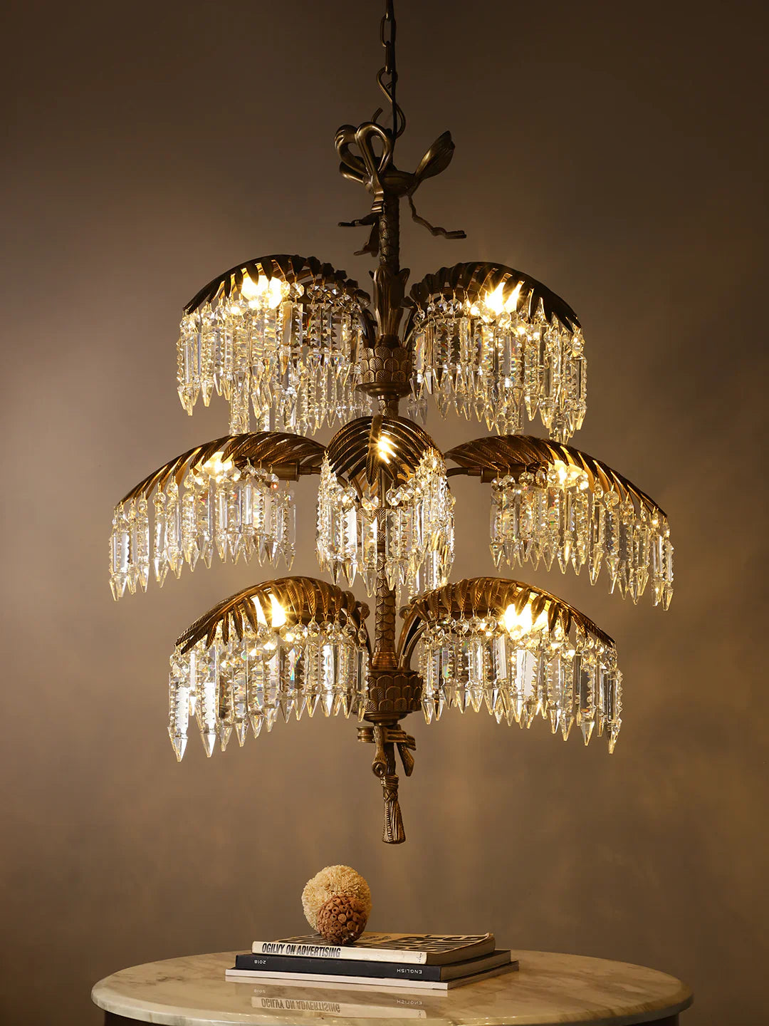 Connor Brass Leaves Crystal Chandelier