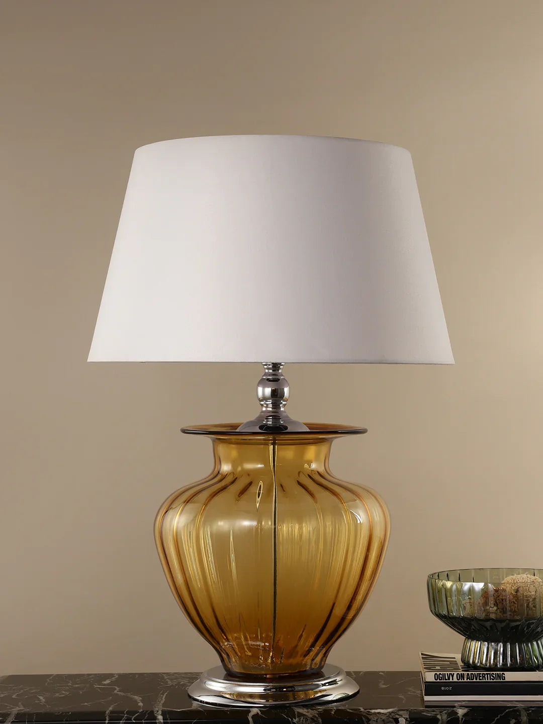 Chris Amber Glass Table Lamp