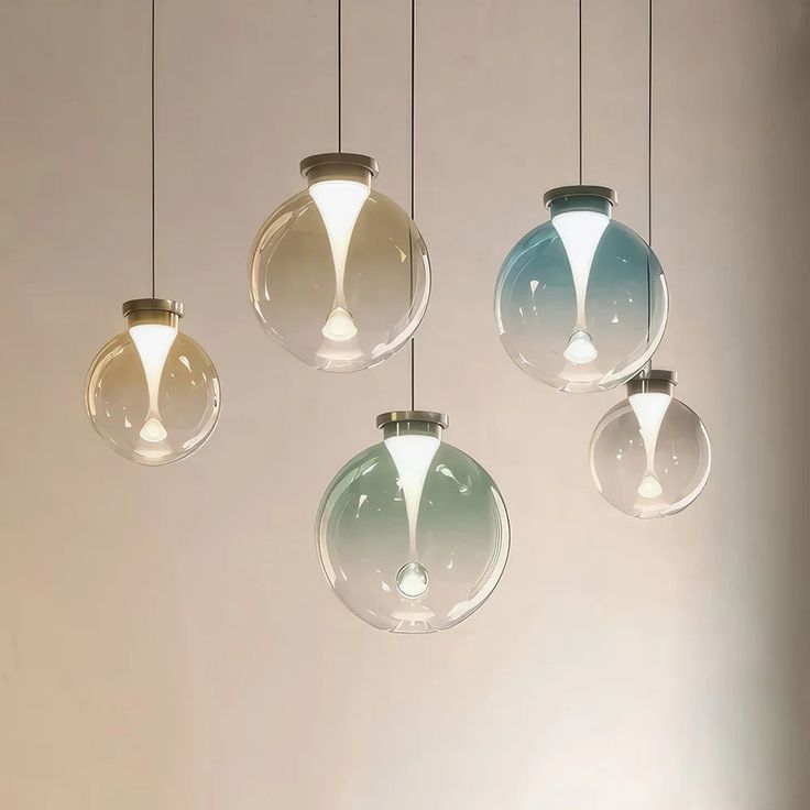 Modern Gradient Stained LED Glass Pendant Light