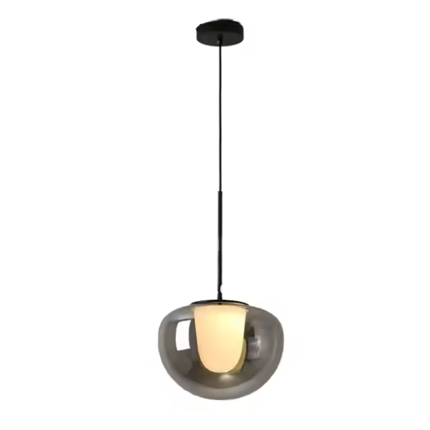 Smoke Screen Smokey Grey Clear Glass Pendant Light