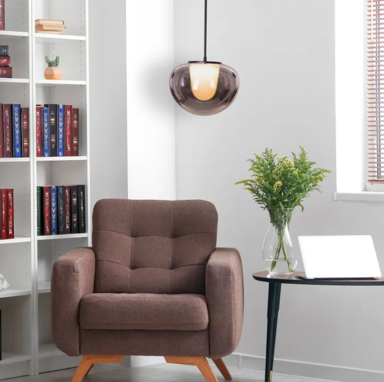 Smoke Screen Smokey Grey Clear Glass Pendant Light