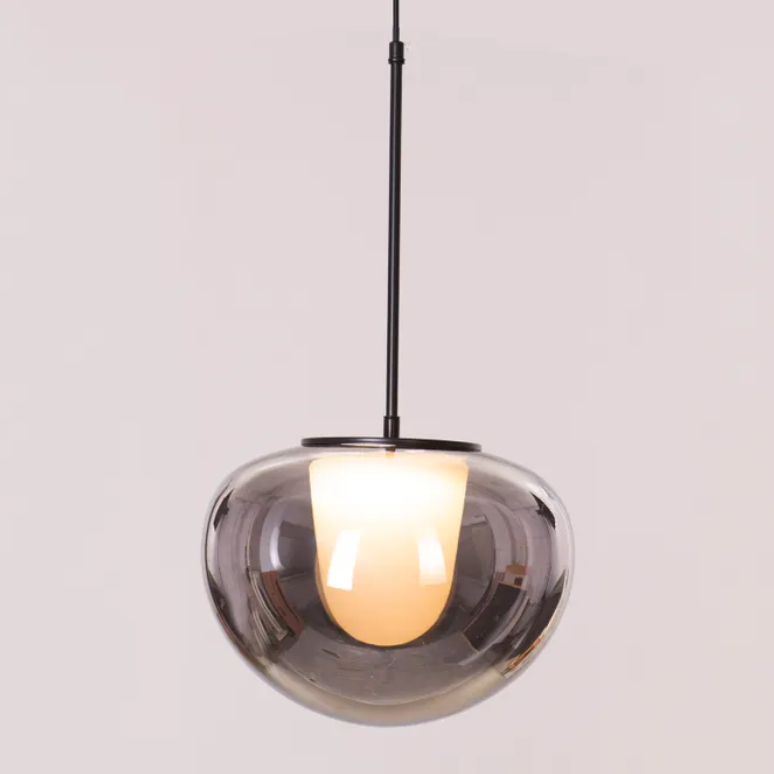 Smoke Screen Smokey Grey Clear Glass Pendant Light