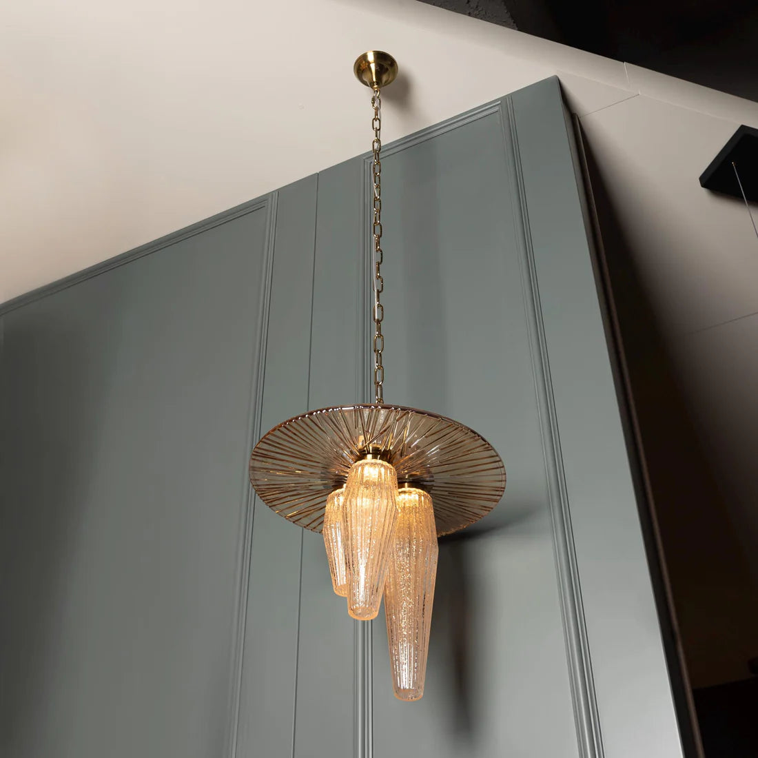 Crystal Glass Pendant , Art Deco Pendant, Handmade Vanity Brass Pendant, Modern Home Decor Lighting,